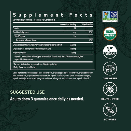 Gaia Herbs Relax Gummies - Supports Calm Feelings - With Organic Apple Juice & Lemon Juice Concentrate - 45 Gummies (15 Servings)