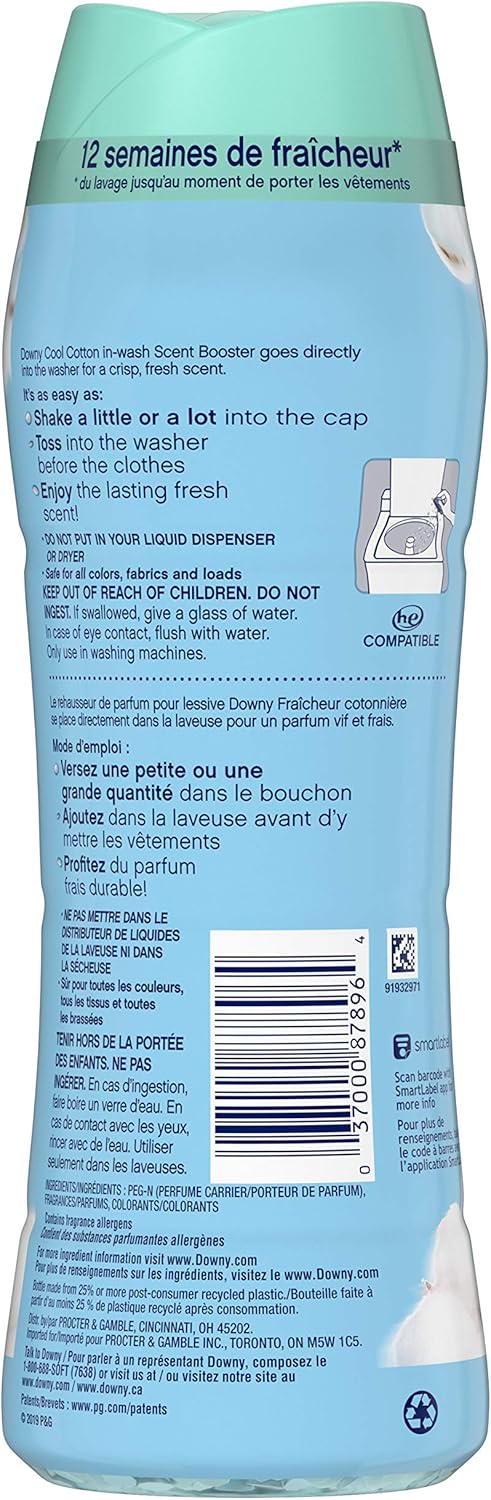 Downy Cool Cotton Bead Deodorizer, 10 Oz X 4, Aqua Blue, Fabric-Deodorizer