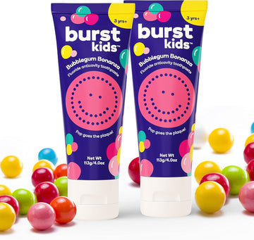 Burst Fluoride Free Strawberry Kids Toothpaste (4Oz) | Great Tasting | Dye Free For Baby & Toddler Age 0+ | With Nano Hydroxyapatite
