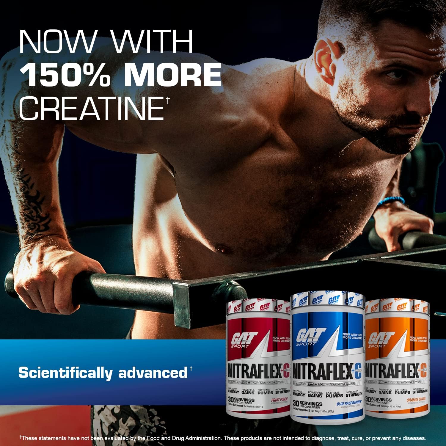 GAT SPORT Nitraflex + C Creatine Pre Workout Supplement for Strength a