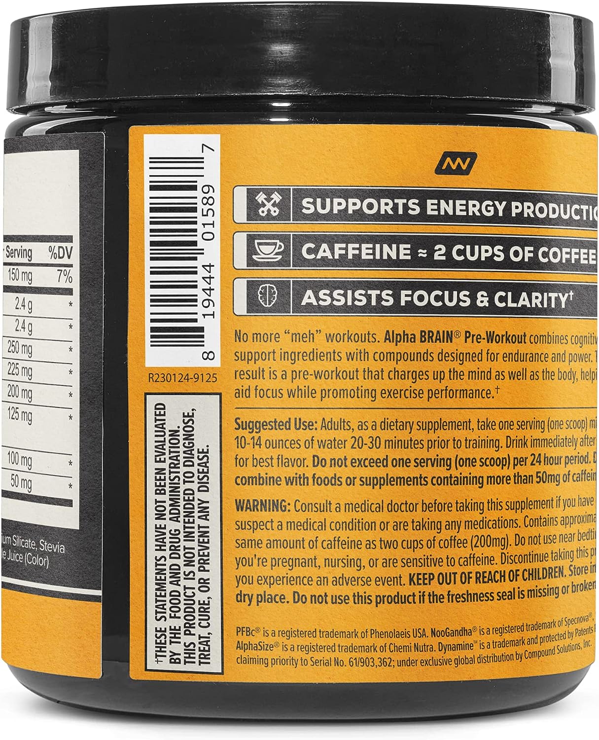 ONNIT Alpha Brain Pre-Workout - Tiger's Blood (20 Serving Tub)