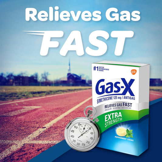 Gas-X Extra Strength Chewable Gas Relief Tablets With Simethicone 125 Mg, Peppermint Creme - 18 Count
