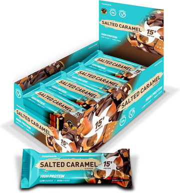 Maximuscle Protein Bars | High Fibre, Low Sugar Healthy Snacks With 15G Of Protein & Under 175 Calories Per Serving | Salted Caramel, 12 X 45G