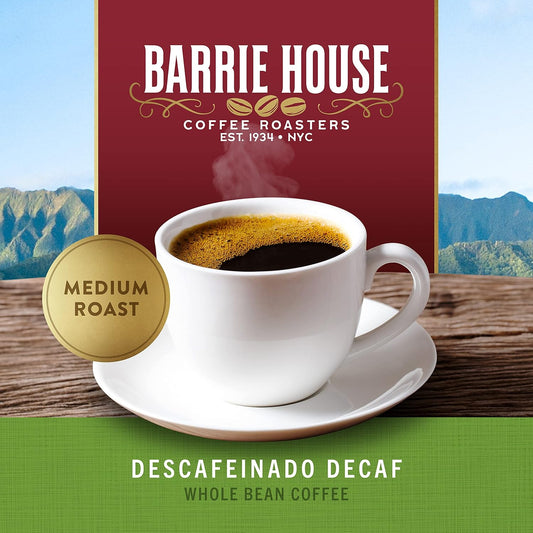 Barrie House Descafeinado Decaf Whole Bean Coffee | Fair Trade Organic Certified | Swiss Water® Process | Medium Roast | 2 Lb Bag | 100% Arabica