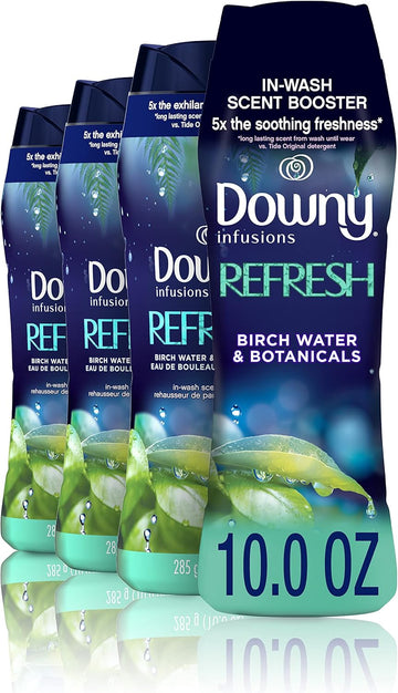 Downy Infusions Laundry Scent Booster Beads For Washer, Refresh, Birch Water & Botanicals, 10 Oz (Pack Of 4)