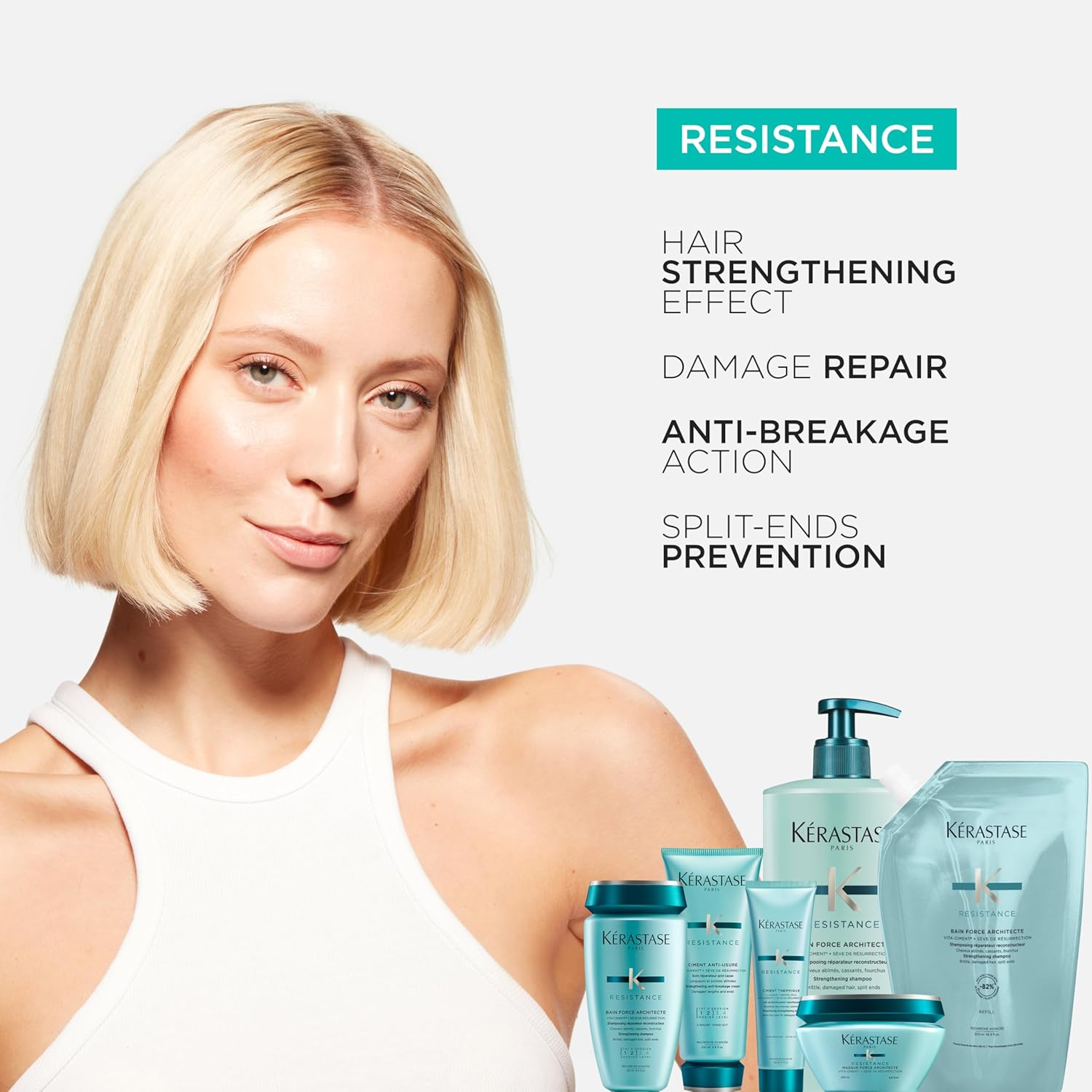 Kérastase Resistance, Daily Strengthening Shampoo, For Brittle, Damaged Hair & Split Ends, With Vita-Ciment Complex, Bain Force Architecte, 500ml : Amazon.co.uk: Beauty