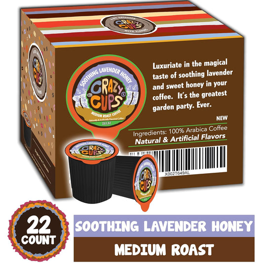 Crazy Cups Decaf Flavored Coffee, Honey Lavender Hot Or Iced Coffee, Recyclable Pods, 22 Count
