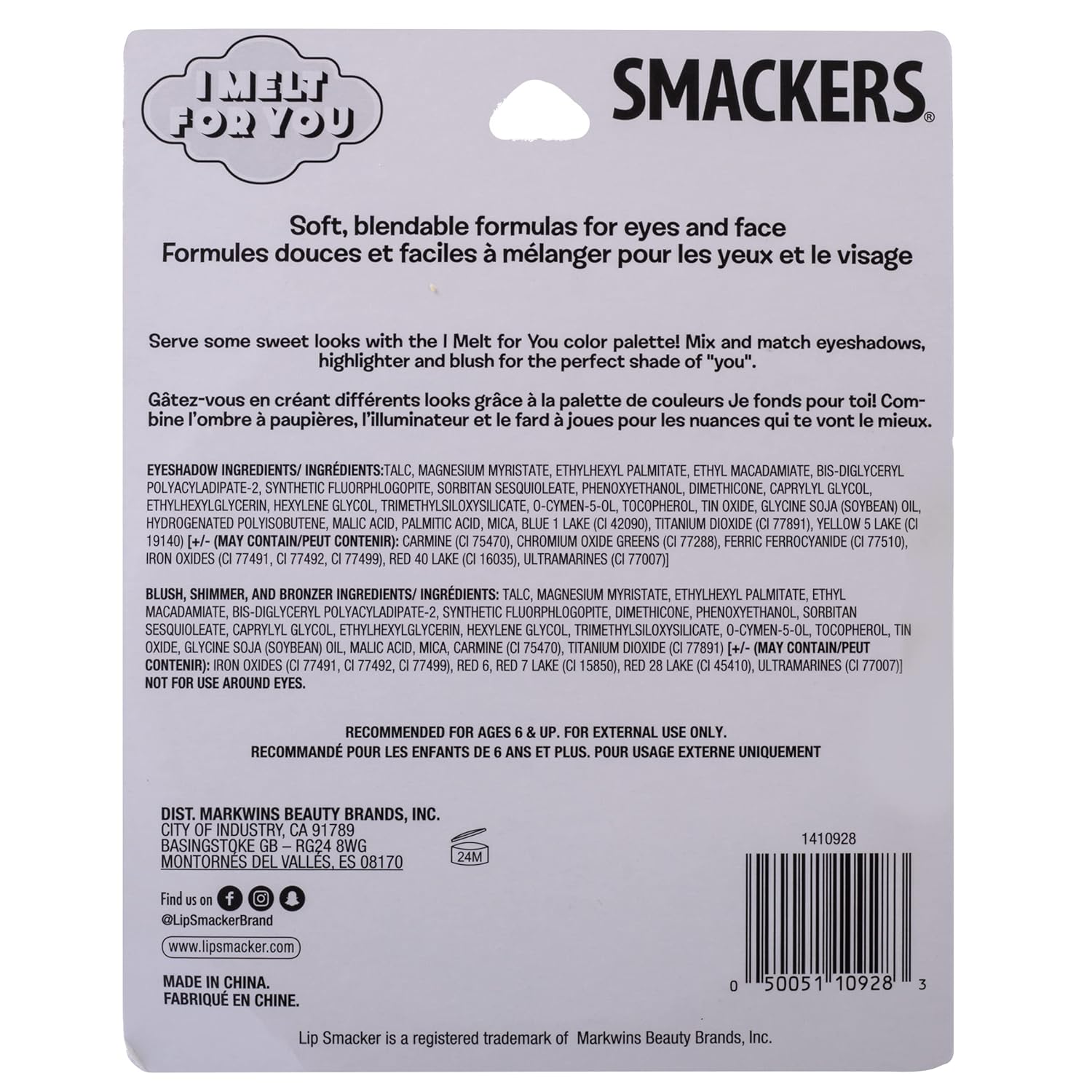 Lip Smacker Sparkle & Shine Eyeshadow Makeup Palette, Melt For You Shimmer | Christmas Make Up Collection | Holiday Present | Gift For Girls : Beauty & Personal Care