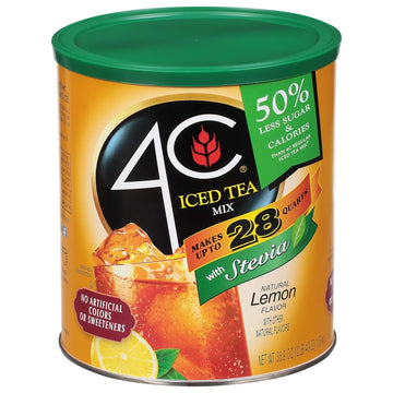 4C Reduced Sugar Powdered Drink Mix Canisters, Iced Tea, 28 Quarts, Family Sized Canister, Thirst Quenching & Refreshing Flavors (Lemon Iced Tea, 36.9 Ounce (Pack Of 1))