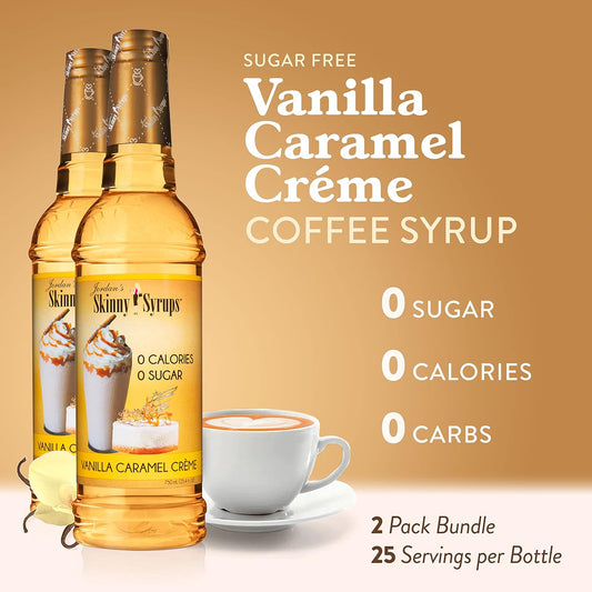 Jordan'S Skinny Syrups Vanilla Caramel Creme, Sugar Free Flavoring Syrup, Vanilla Caramel Crème, 50.8 Fl Oz ,25.4 Oz(Pack Of 2)