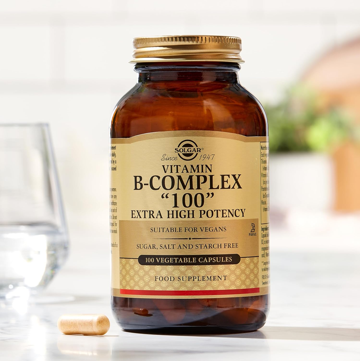 Solgar B-Complex 100" - 100 Tablets - Energy Metabolism, Cardiovascular Health, Nervous System Support - Non-Gmo, Vegan, Gluten Free - 100 Servings