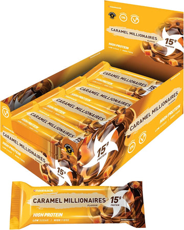 Maximuscle Protein Bars | High Fibre, Low Sugar Healthy Snacks With 15G Of Protein & Under 175 Calories Per Serving | Caramel Millionaire 12 X 45G