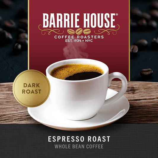Barrie House Espresso Roast Whole Bean Coffee, 2 Lb Bag | Fair Trade Organic Certified | Dark Roast | Sweet And Robust Flavor| 100% Arabica Coffee Beans