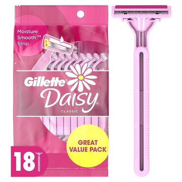 Gillette Venus Daisy Classic Disposable Razors for Women, 18 Count, Hair Removal for Women