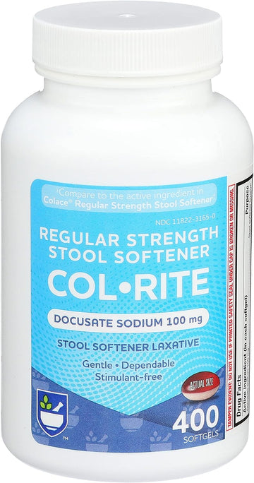 Rite Aid Col-Rite Stool Softener With Laxative Softgels, 100Mg - 400 Count | Constipation Relief