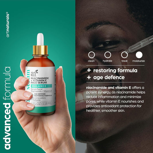 Artnaturals Niacinamide Face Serum - Advanced Serum With Hyaluronic Acid - Vitamin B3, Saffron And Sunflower Oil - Pore Reducer - 4 Oz