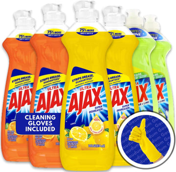 Ajax Dish Soap - Ajax Dishwashing Liquid Super Degreaser 14 Fl Oz (Lemon, Orange, Lime) (Variety Pack Of 6) 2 Of Each - Includes Clean Is Better Card