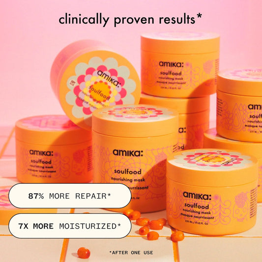 Amika Soulfood Nourishing Hair Mask - Hydrating Hair Care For Dry, Damaged Strands - Lightweight Deep Conditioner Enriched With Jojoba Seed Oil + Seabuckthorn - Restores Softness + Shine (100 Ml)