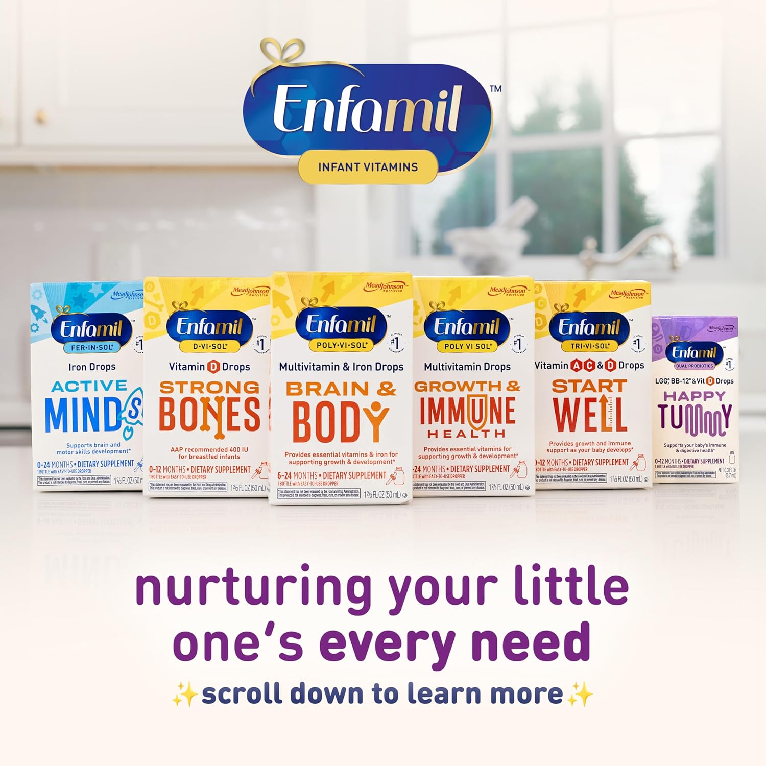Enfamil Dual Probiotics Vitamin Drops, Supports Baby'S Immune & Digestive Health*, 8.7Ml Bottle : Baby