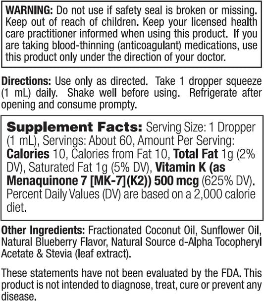 Nature's Life Vitamin K2 (MK7) Drops, 2 oz : Health & Household