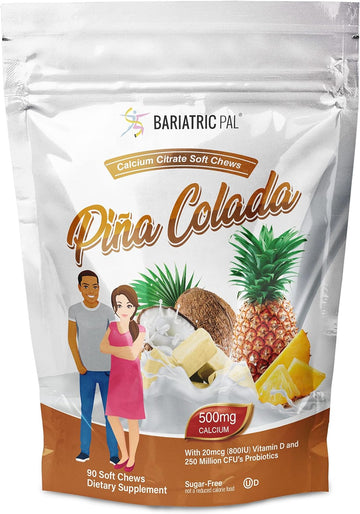 Bariatricpal Sugar-Free Calcium Citrate Soft Chews 500Mg With Probiotics (90 Count) - Pi¤A Colada