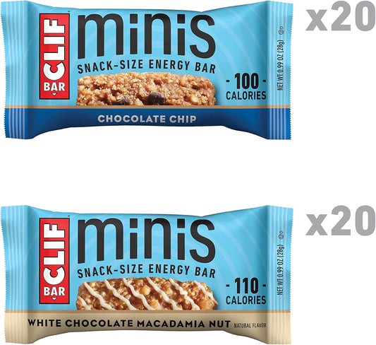 Clif Bars - Mini Energy Bars - Chocolate Chip - 20 Count + Clif Bars - Mini Energy Bars - White Chocolate Macadamia Nut - 20 Count
