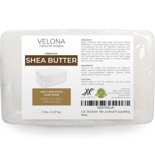 velona 5 LB - Shea Butter - Melt and Pour Soap Base SLS/SLES free | Natural Bars for The Best Result for Soap-Making