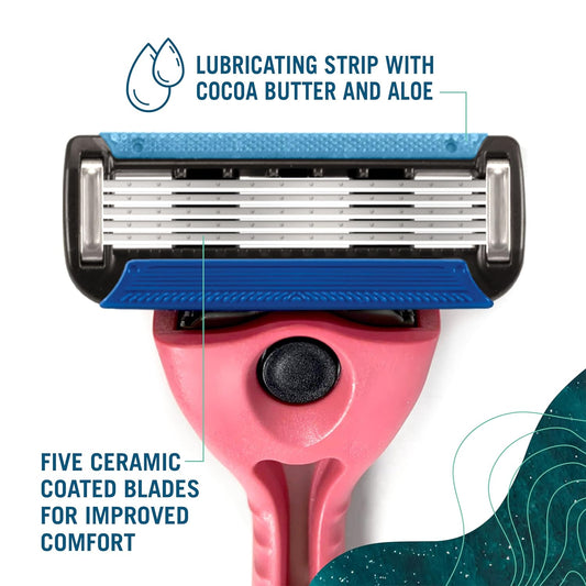 Preserve Popi Shave 5 Razor System Made With Recycled Ocean Plastic And 5-Blade Cartridge, Charcoal Grey