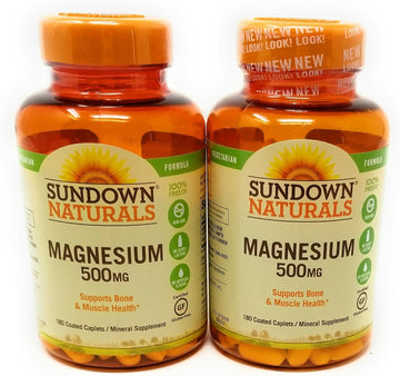 Sundown Naturals Magnesium 500 Mg Caplets Value Size, 180 Count, (Pack Of 2)