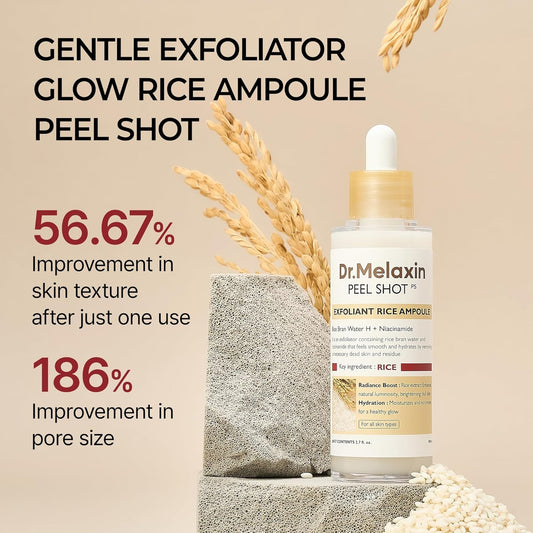 Peel Shot Glow White Rice Peeling Ampoule, Soft Exfoliating Face And Body Scrub Dead Skin Cells Remover For All Skin Types, 80Ml
