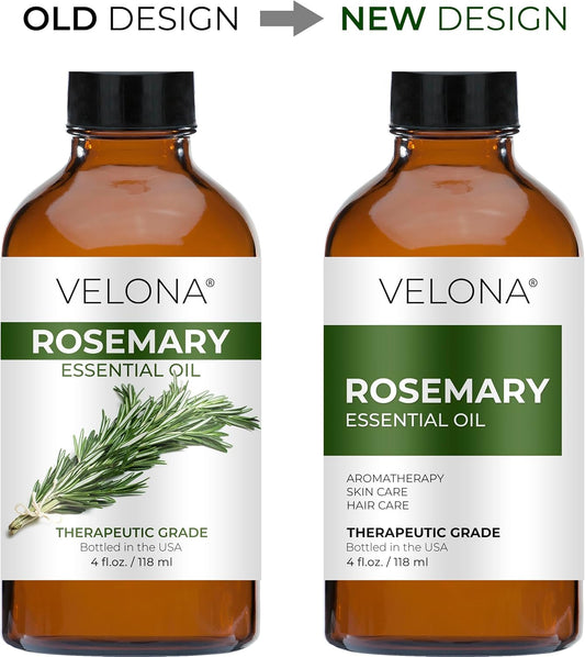 Velona Rosemary Essential Oil - 4 Oz | Hair Growth | Therapeutic Grade 100% Pure And Natural | For Aromatherapy Diffuser, Massage, Skincare, Haircare, Soapmaking