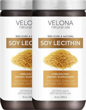 Velona Pure Liquid Soy Lecithin 64 Oz | Food Grade | Unbleached| Emulsifier, Stabilizer, Softener, Smoother, Wetting Agent | Use Today - Enjoy Results