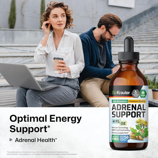 MAUWE HERBS Adrenal Support Tincture - Organic Rhodiola & Ashwagandha Supplements for Cortisol Health Support - Vegan Mood Support Drops 4 Fl.Oz
