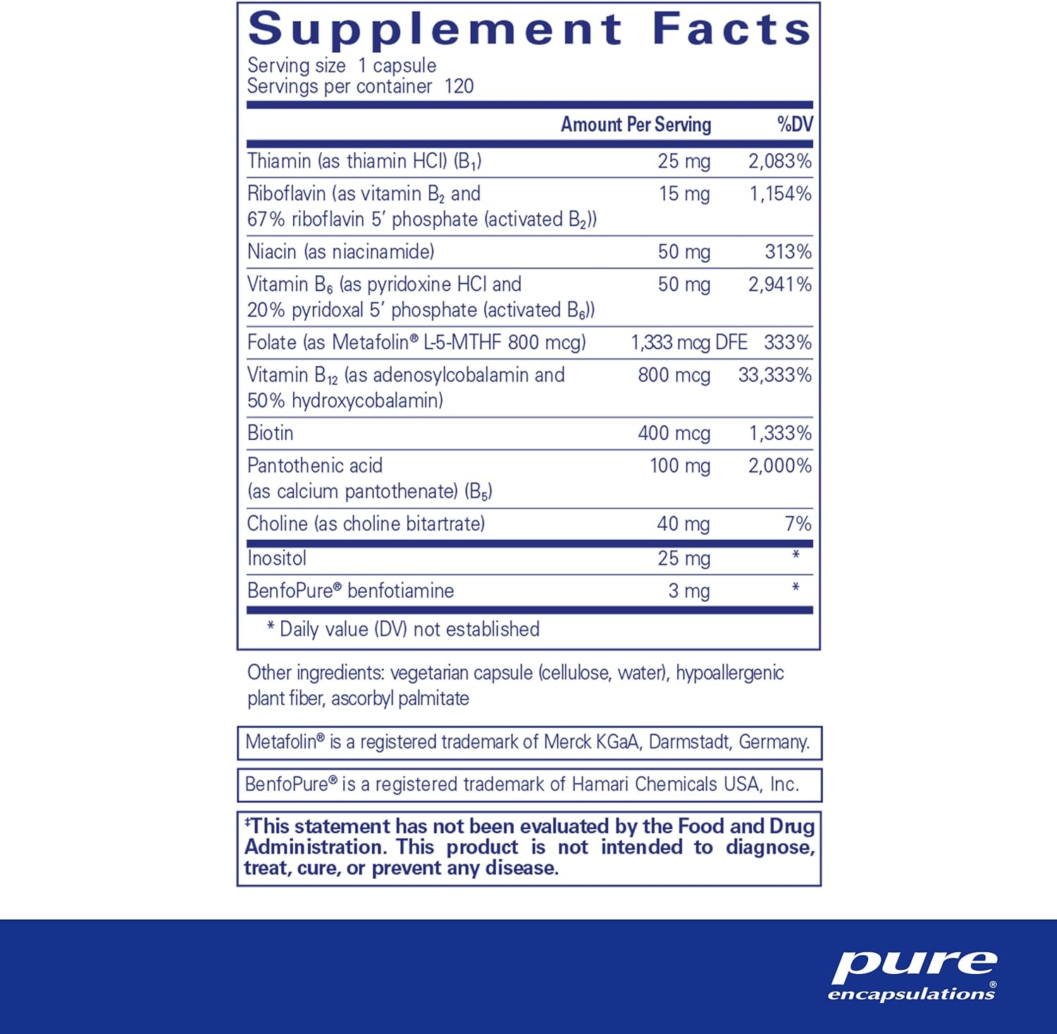 Pure Encapsulations PureGenomics B-Complex - Broad Spectrum B Vitamin Support for Genetic Expression, Cellular Function, Hormone Production & Energy Metabolism* - with Vitamin B12 & B6-120 Capsules