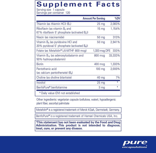 Pure Encapsulations PureGenomics B-Complex - Broad Spectrum B Vitamin Support for Genetic Expression, Cellular Function, Hormone Production & Energy Metabolism* - with Vitamin B12 & B6-120 Capsules