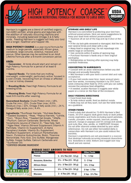 Harrison'S Bird Foods Harrison`S High Potency Coarse 5Lb - Complete Parrot DietHbdhp5