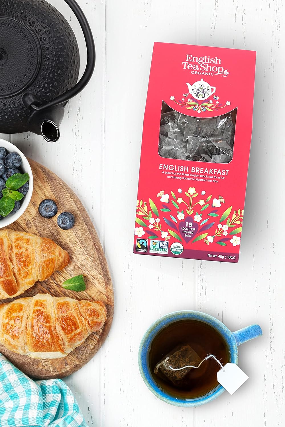 English Tea Shop Organic English Breakfast Tea (15 Pyramids), 44.9999999999999 g : Amazon.co.uk: Grocery