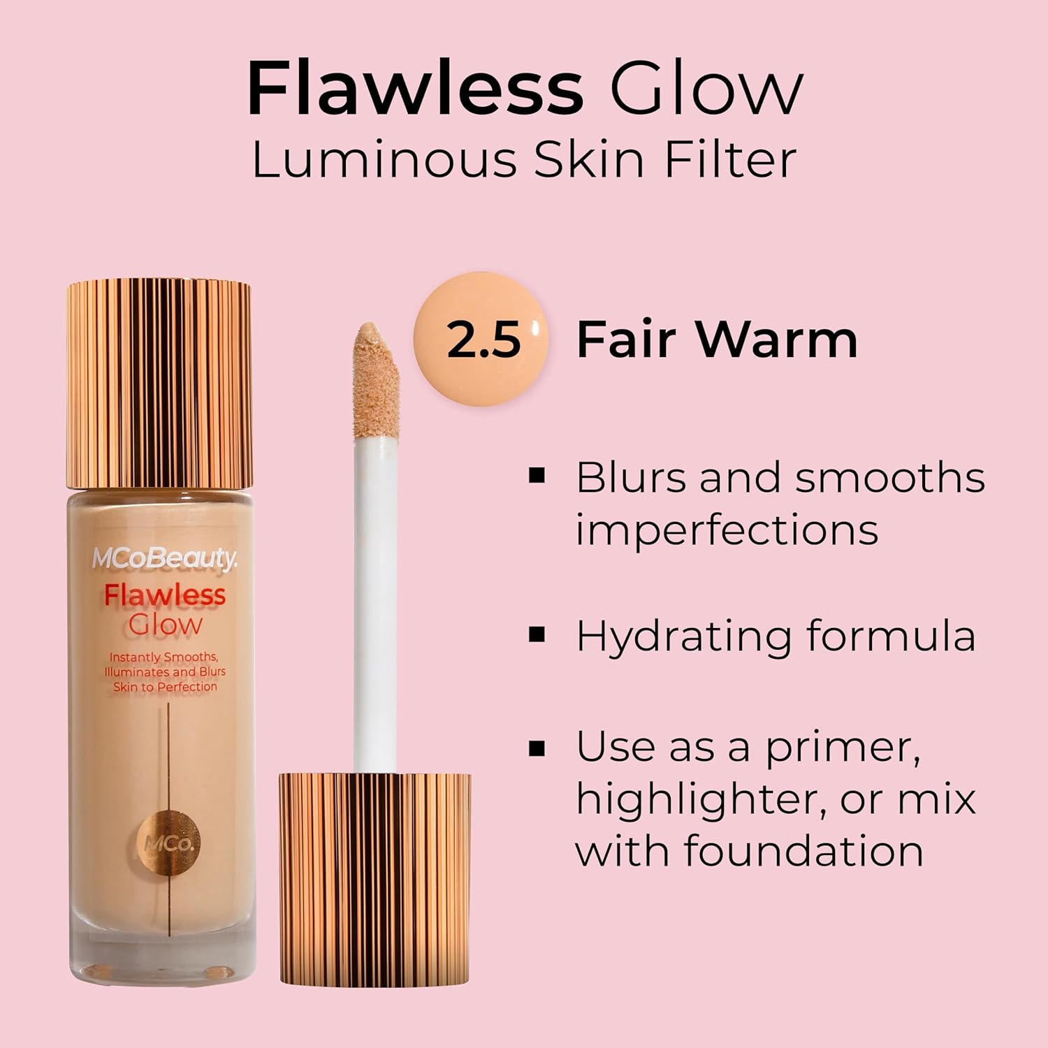 Mcobeauty Flawless Glow Luminous Skin Filter, 2.5 Fair, Healthy Glow With Natural Radiance, Vegan, Cruelty Free Cosmetics : Beauty & Personal Care