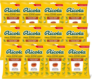 Ricola Sugar Free Swiss Herb Herbal Cough Suppressant Throat Drops, 19Ct Bag (Pack Of 12)
