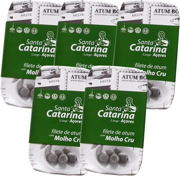 5 X 120 G Tuna Fillet In Olive Oil In Mediterranean Sauce - "Molho Cru" - Gourmet Line - Rich In Omega-3, Santa Catarina/Portugal (5 Tins)