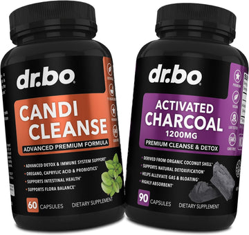 Activated Charcoal & Candi Cleanse Support - Organic Coconut Charcoal Pills & Anti Overgrowth Pills For Stomach Gas And Bloating For Men Women Kids - Oral Herbal Oregano & Caprylic Acid Capsules