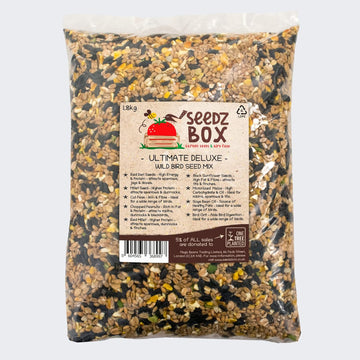 Bird Food Seed Feed Mix For Small Wild Garden Birds 1.8Kg - Seedzbox Deluxe Grain & Nut Blend - Natural Food For Robins Blackbirds Sparrows - Millet Peanut Fats And Fibres
