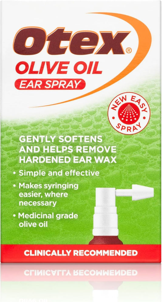 Otex Olive Oil Ear Spray For Natural, Gentle Removal Of Excessive, Hardened Ear Wax. Bottle With Spray Applicator 10Ml