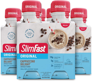 Slimfast Meal Replacement Shake, Original Cappuccino Delight, 10G Of Ready To Drink Protein For Weight Loss, 11 Fl. Oz Bottle, 4 Count (Pack Of 3) (Packaging May Vary)