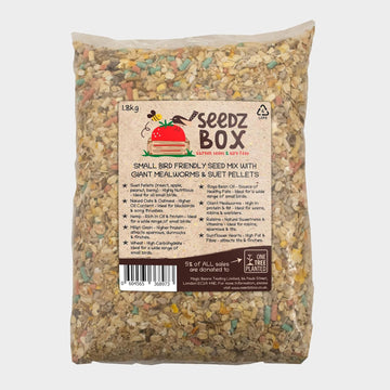 Wild Bird Food Seed Feed Mix With Suet Pellets For Small Garden Birds 1.8Kg - Seedzbox - Deluxe Grains & Nuts - Natural Food For Wrens Robins & Finches