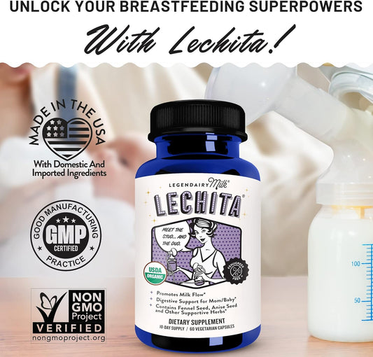 Legendairy Milk Lechita, Supports Milk Flow, Organic Fenugreek Free Breastfeeding Supplement, Organic Fennel & Anise, Made In Usa, 60 Vegan Capsules