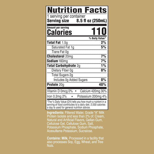 High Protein Shake Ready To Drink | Chocolate | 20G Grade-A Milk Protein Isolate | Lactose Free | 12 Servings Per Case