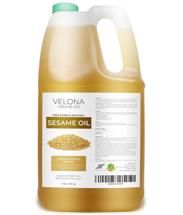 velona Sesame Seed Oil 112 oz | 100% Pure and Natural Carrier Oil | Refined, Expeller Pressed | Cooking, Skin, Hair, Body & Face Moisturizing | Use Today - Enjoy Results