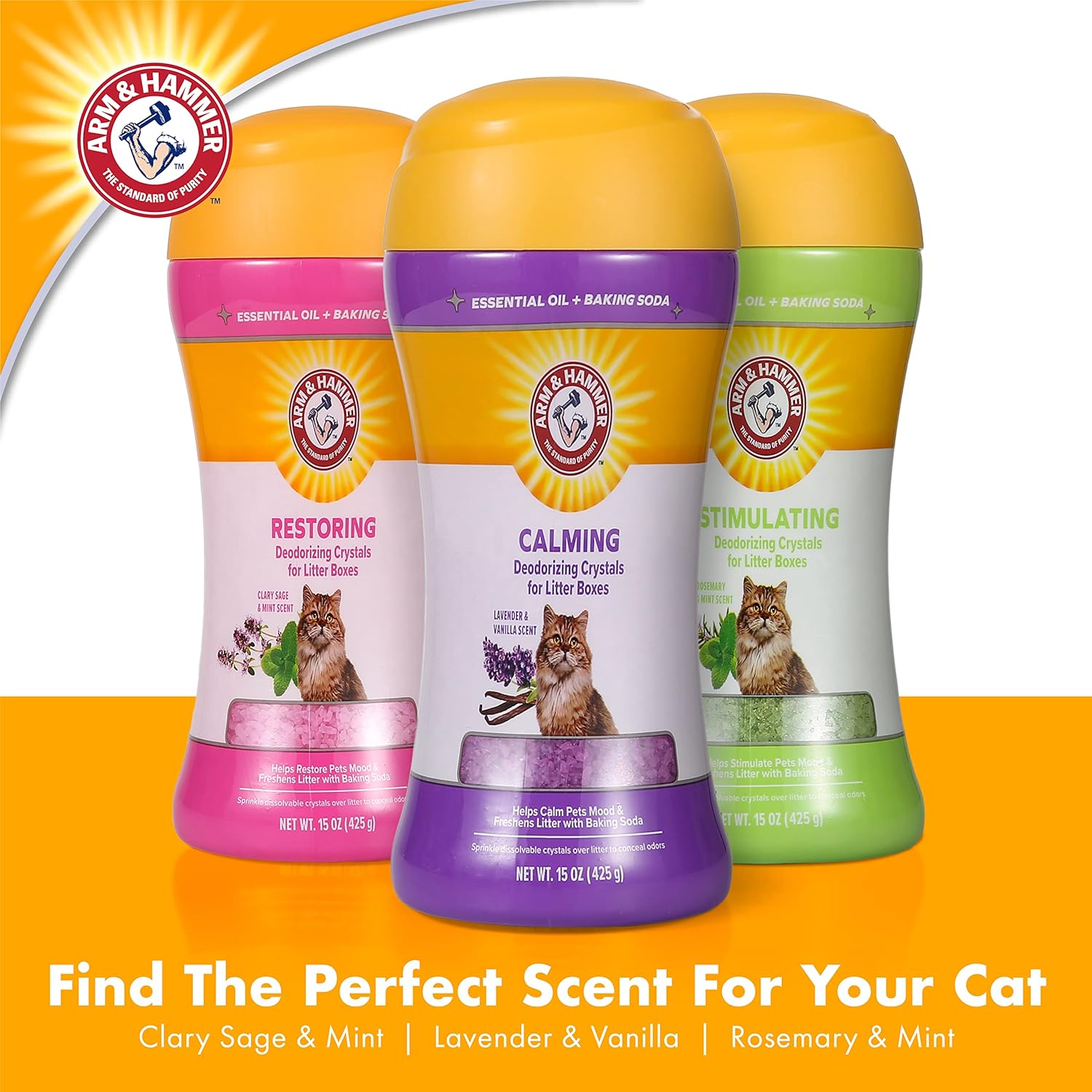 Arm & Hammer Deodorizing Cat Litter Crystals for Litter Boxes | Stimulating Odor Neutralizing Cat Litter Odor Eliminator in Rosemary & Mint Scent | Litter Box Odor Eliminator, 15 Oz : Everything Else