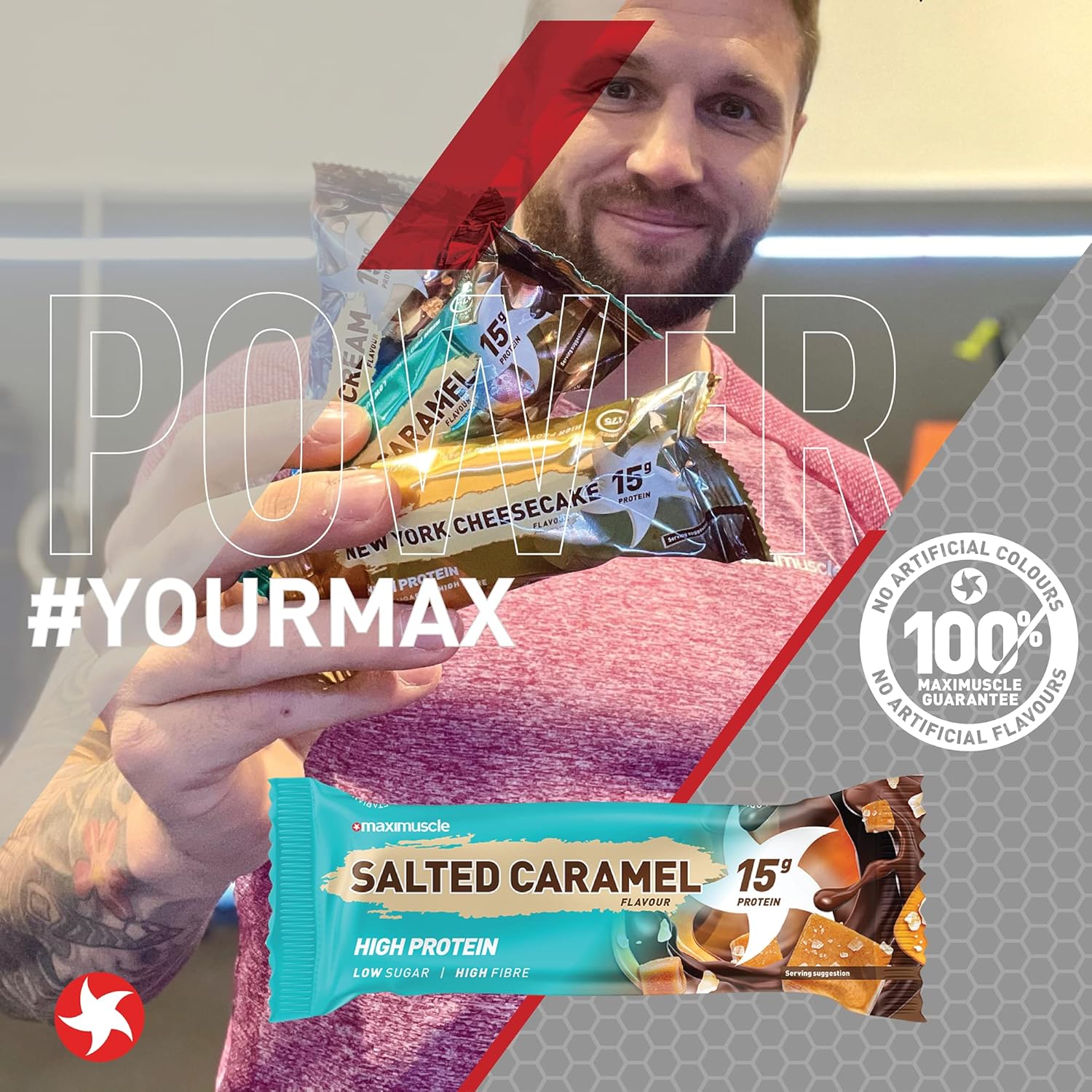 Maximuscle Protein Bars | High Fibre, Low Sugar Healthy Snacks with 15g of Protein & Under 175 Calories per Serving | Salted Caramel, 12 x 45g : Amazon.co.uk: Health & Personal Care
